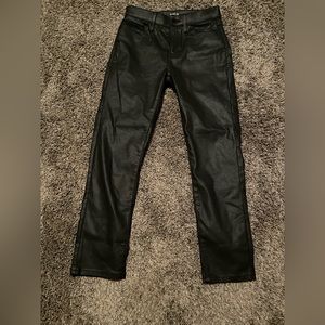 black fake leather jeans